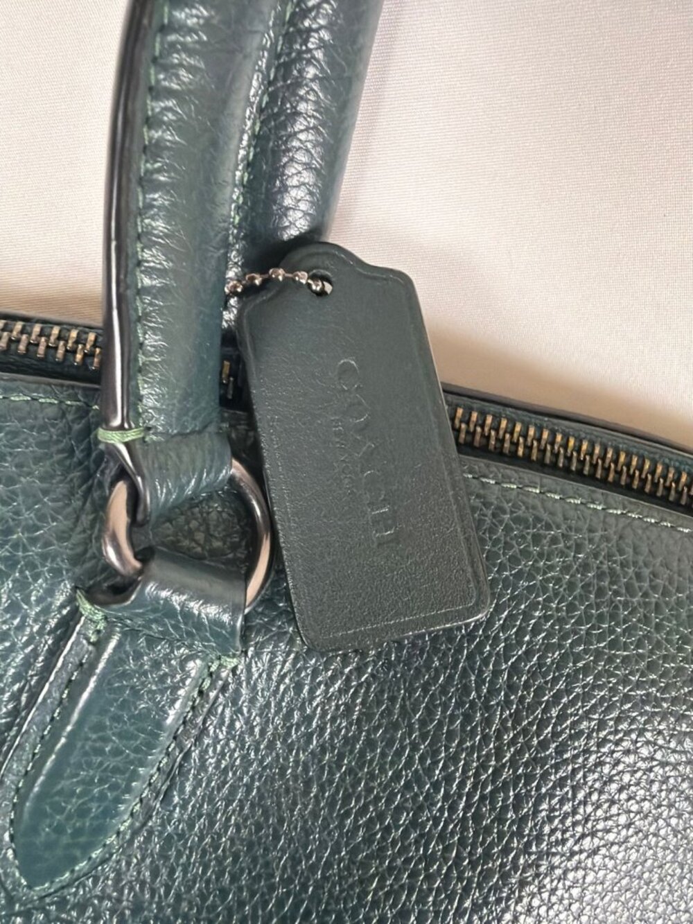 COACH Brooke Carryall 28 Amazon Green Pebble Leather Crossbody Handbag L2161 - Picture 5 of 11